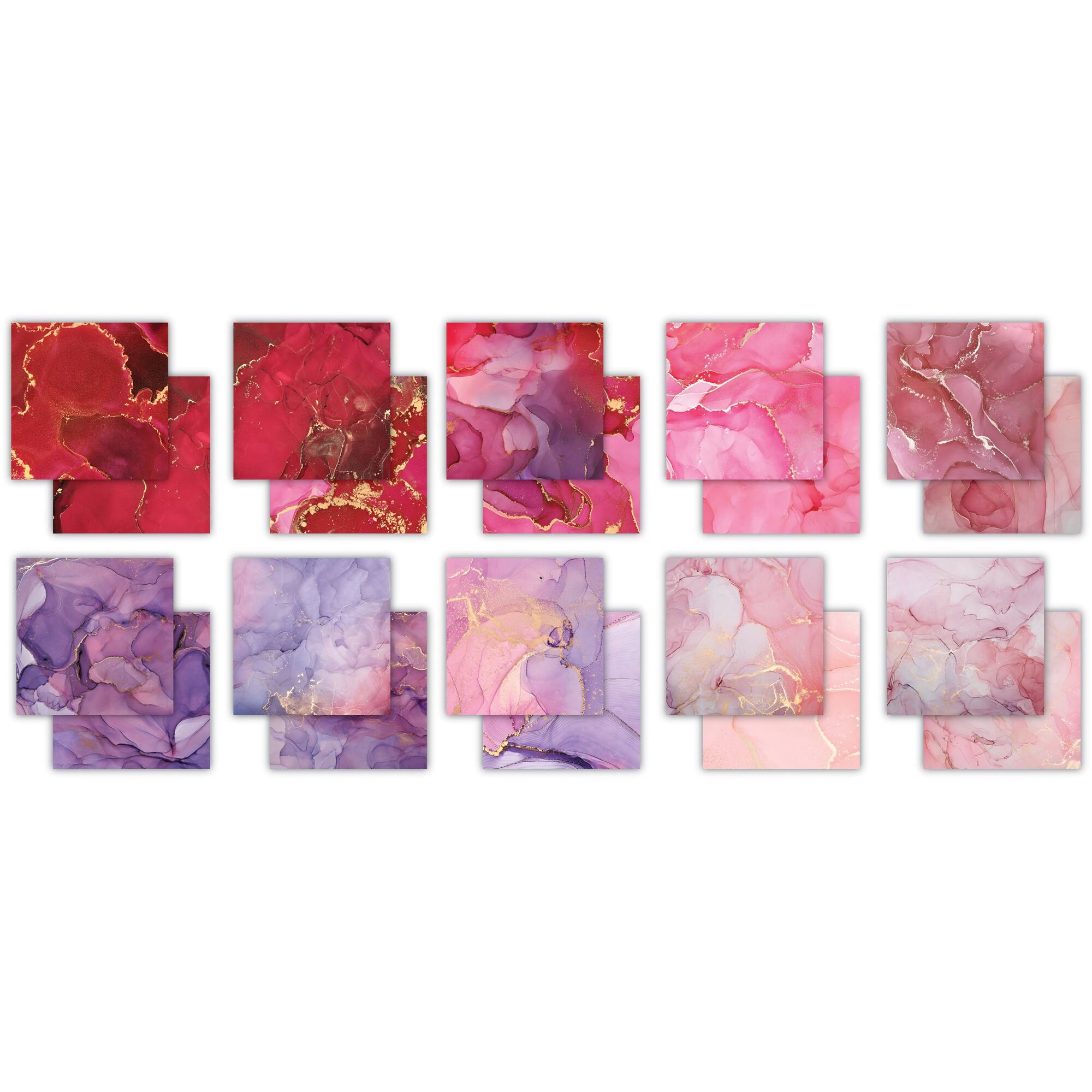 Craft Consortium Double-Sided Paper Pad 6" x 6" 40 ct. Ink Drops - Rose, 20 Designs